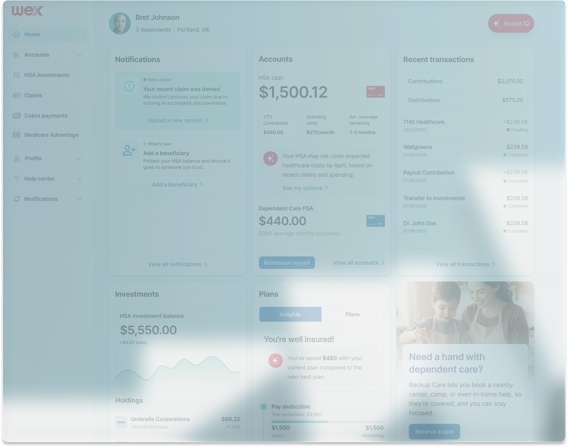 WEX CDH platform dashboard